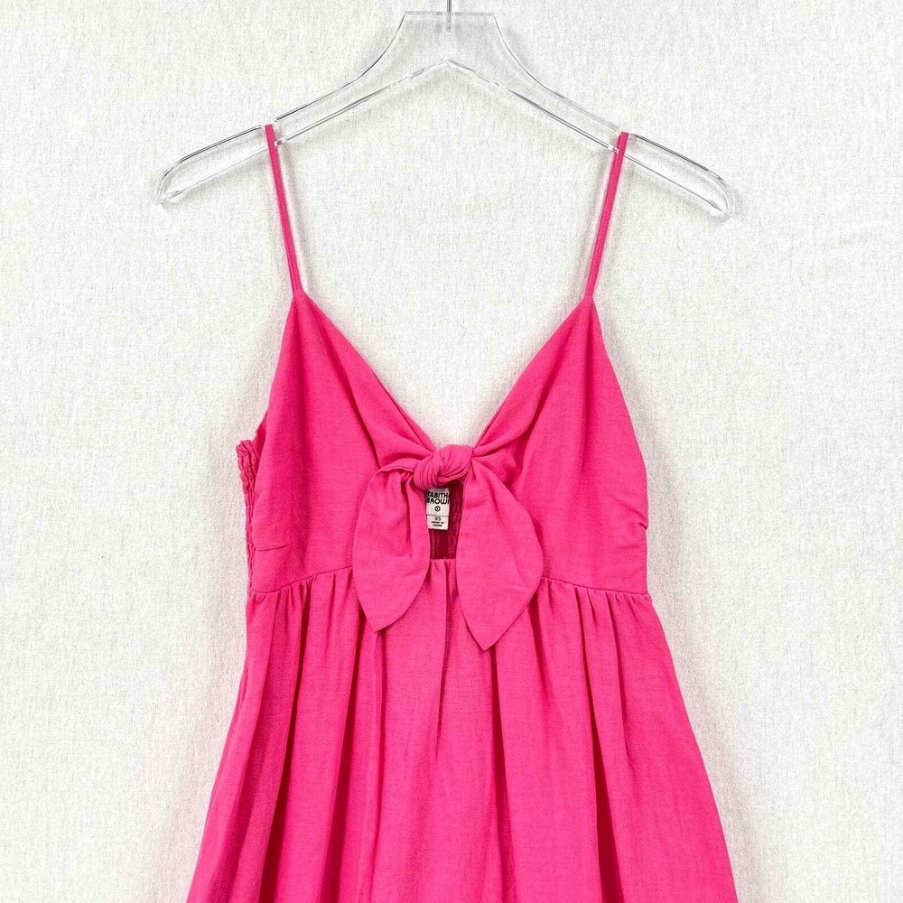 TABITHA BROWN X TARGET Tie Front Linen Maxi Dress XS Pink Red Colorblock Strappy - Picture 5 of 14
